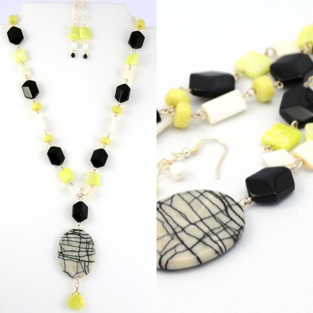 One of a kind handmade beaded necklace set
